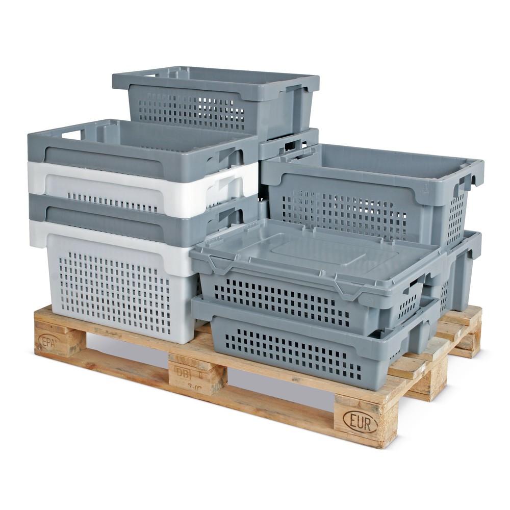 Illustration du produit: Eurobox, parois et tablette perforées, 32 litres, blanc