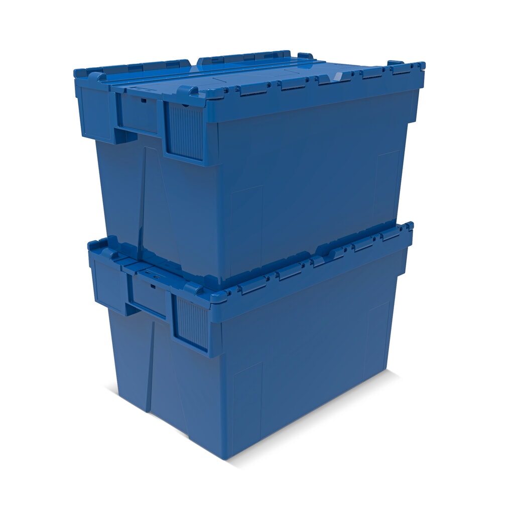 N° de l'image du produit 6 : Alpha Eurobox en PP avec couvercle basculant et rabattable, bleu, 65 litres, haut. x larg. x prof. 365 x 600 x 400 mm