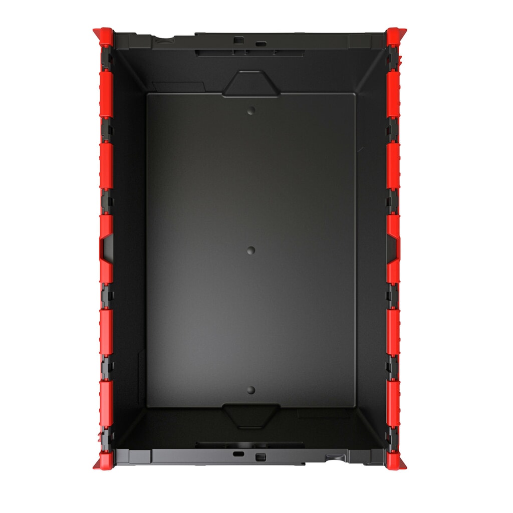 N° de l'image du produit 3 : Alpha Eurobox en regranulés de PP avec couvercle basculant et rabattable, noir/rouge, 56 litres, haut. x larg. x prof. 310 x 600 x 400 mm