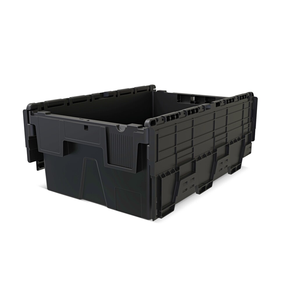 N° de l'image du produit 3 : Alpha Eurobox en regranulés de PP avec couvercle basculant et rabattable, noir, 40 litres, haut. x larg. x prof. 250 x 600 x 400 mm