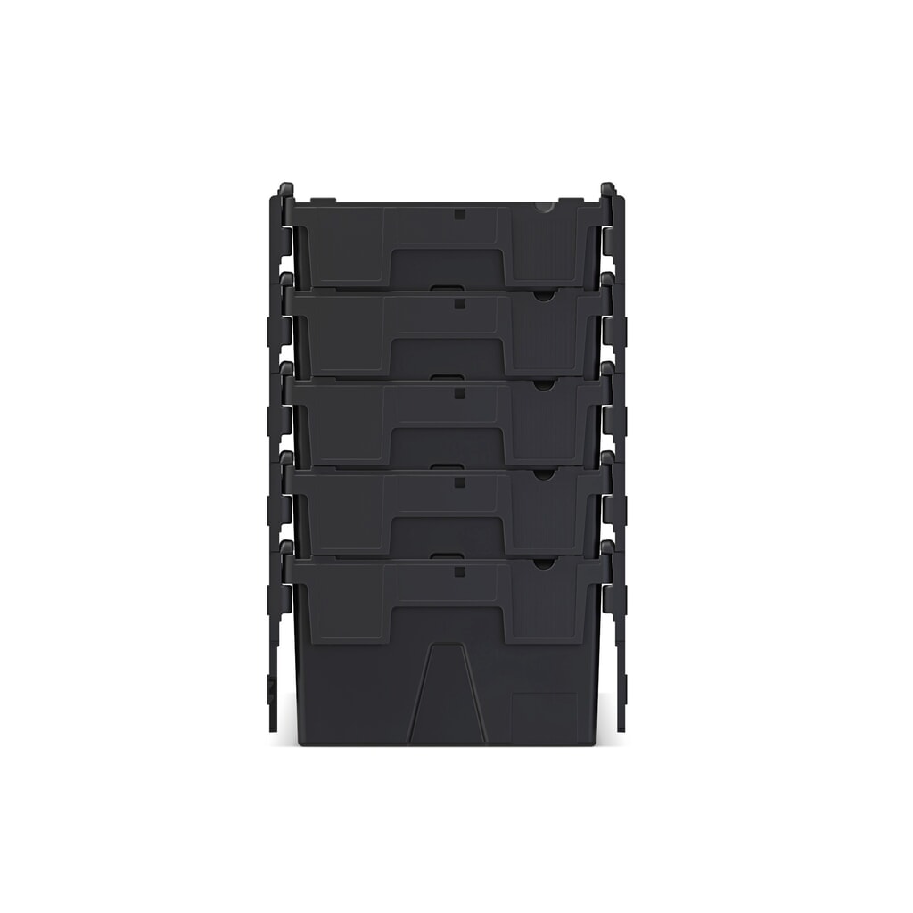 N° de l'image du produit 7 : Alpha Eurobox en regranulés de PP avec couvercle basculant et rabattable, noir, 40 litres, haut. x larg. x prof. 250 x 600 x 400 mm