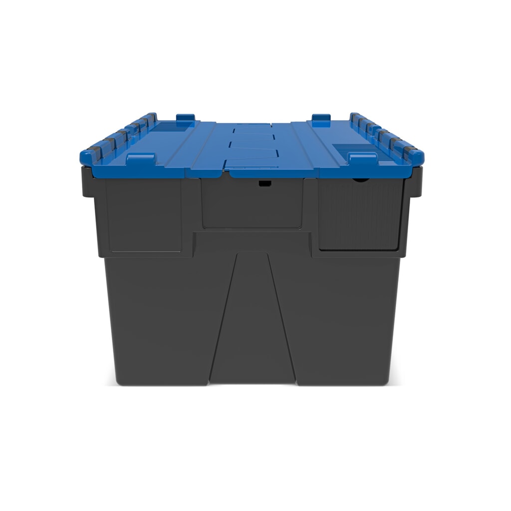Alpha Eurobox en regranulés de PP avec couvercle basculant et rabattable, noir/bleu, 56 litres, HxLxP 310 x 600 x 400 mm N° de l'image du produit 5 : Alpha Eurobox en regranulés de PP avec couvercle basculant et rabattable, noir/bleu, 56 litres, HxLxP 310 x 600 x 400 mm