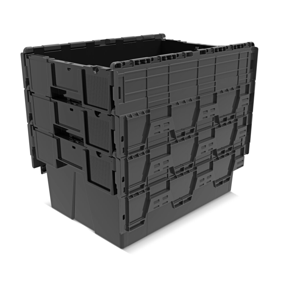 Alpha Eurobox en regranulés de PP avec couvercle basculant et rabattable, noir/bleu, 56 litres, HxLxP 310 x 600 x 400 mm N° de l'image du produit 8 : Alpha Eurobox en regranulés de PP avec couvercle basculant et rabattable, noir/bleu, 56 litres, HxLxP 310 x 600 x 400 mm