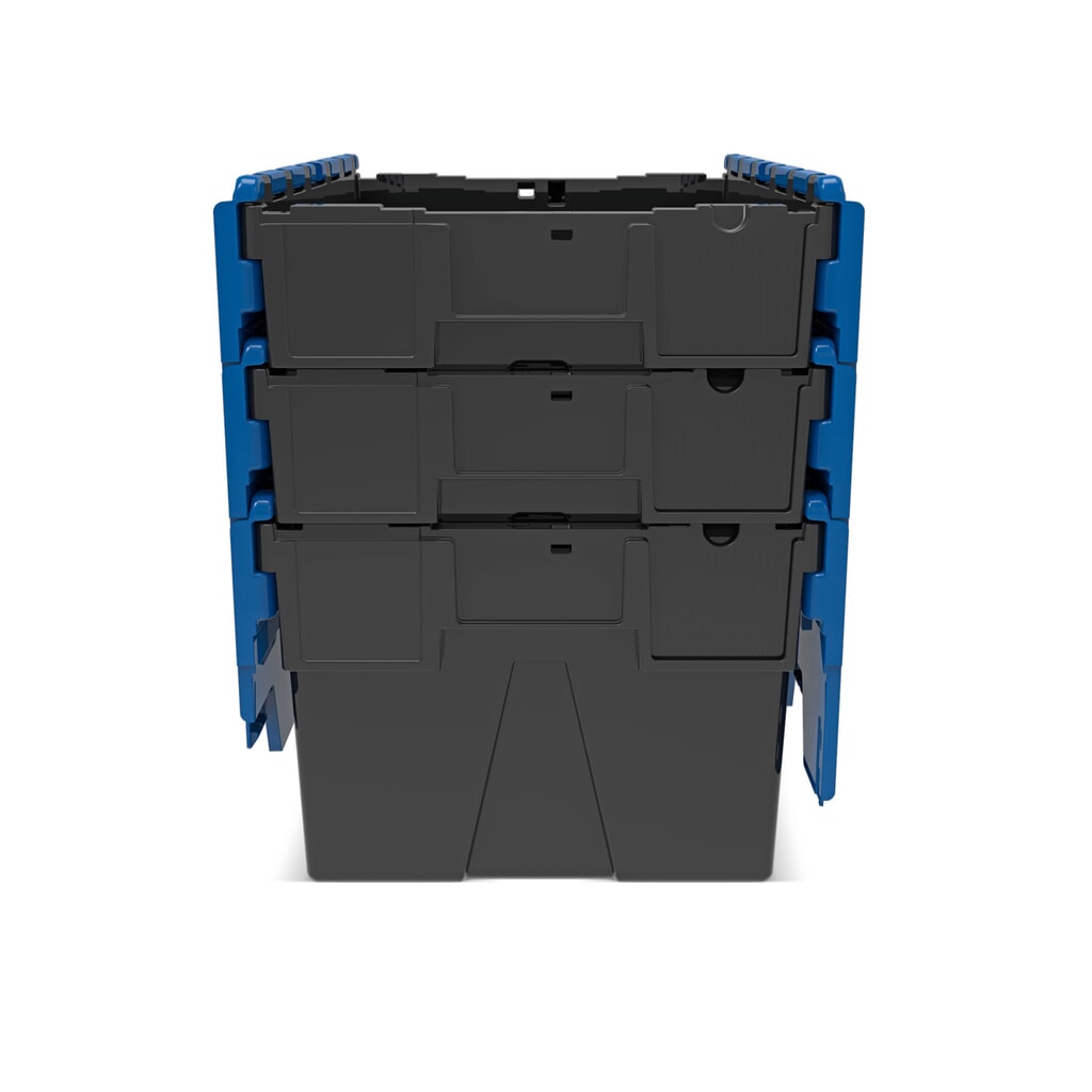 Alpha Eurobox en regranulés de PP avec couvercle basculant et rabattable, noir/bleu, 56 litres, HxLxP 310 x 600 x 400 mm N° de l'image du produit 9 : Alpha Eurobox en regranulés de PP avec couvercle basculant et rabattable, noir/bleu, 56 litres, HxLxP 310 x 600 x 400 mm