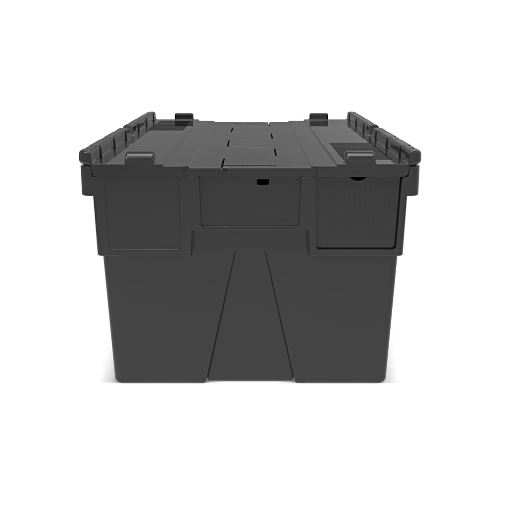 Alpha Eurobox en regranulés de PP avec couvercle basculant et rabattable, noir, 56 litres, haut. x larg. x prof. 310 x 600 x 400 mm N° de l'image du produit 5 : Alpha Eurobox en regranulés de PP avec couvercle basculant et rabattable, noir, 56 litres, haut. x larg. x prof. 310 x 600 x 400 mm