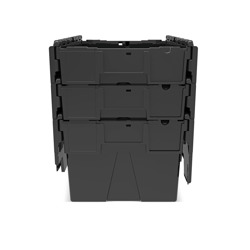 N° de l'image du produit 9 : Alpha Eurobox en regranulés de PP avec couvercle basculant et rabattable, noir, 56 litres, haut. x larg. x prof. 310 x 600 x 400 mm