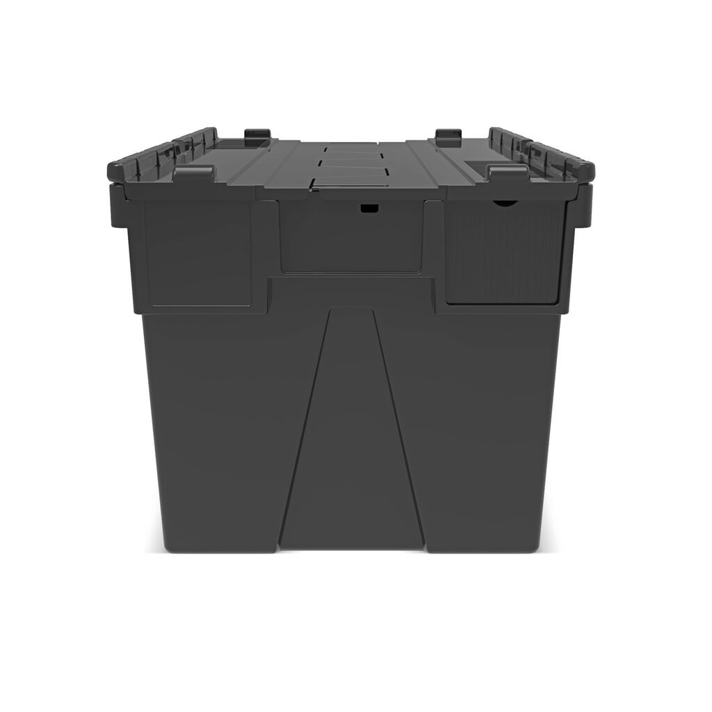 N° de l'image du produit 5 : Alpha Eurobox en regranulés de PP avec couvercle basculant et rabattable, noir, 65 litres, haut. x larg. x prof. 365 x 600 x 400 mm