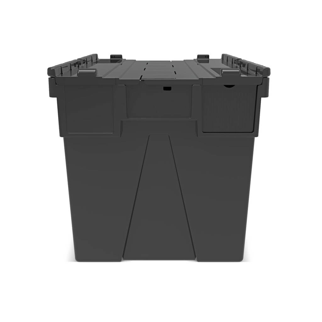 N° de l'image du produit 5 : Alpha Eurobox en regranulés de PP avec couvercle basculant et rabattable, noir, 77 litres, haut. x larg. x prof. 400 x 600 x 400 mm