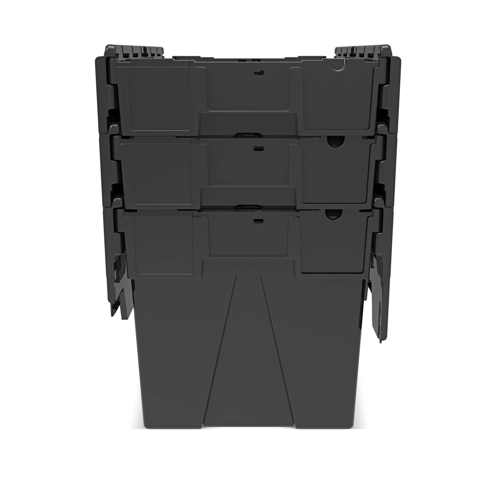 N° de l'image du produit 9 : Alpha Eurobox en regranulés de PP avec couvercle basculant et rabattable, noir, 77 litres, haut. x larg. x prof. 400 x 600 x 400 mm