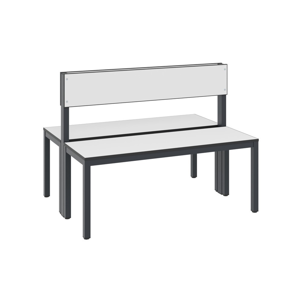 Illustration du produit: Banc pour vestiaire C+P Basic Plus, longueur 1 000 mm, utilisable des deux côtés, avec dossier, gris-noir/blanc