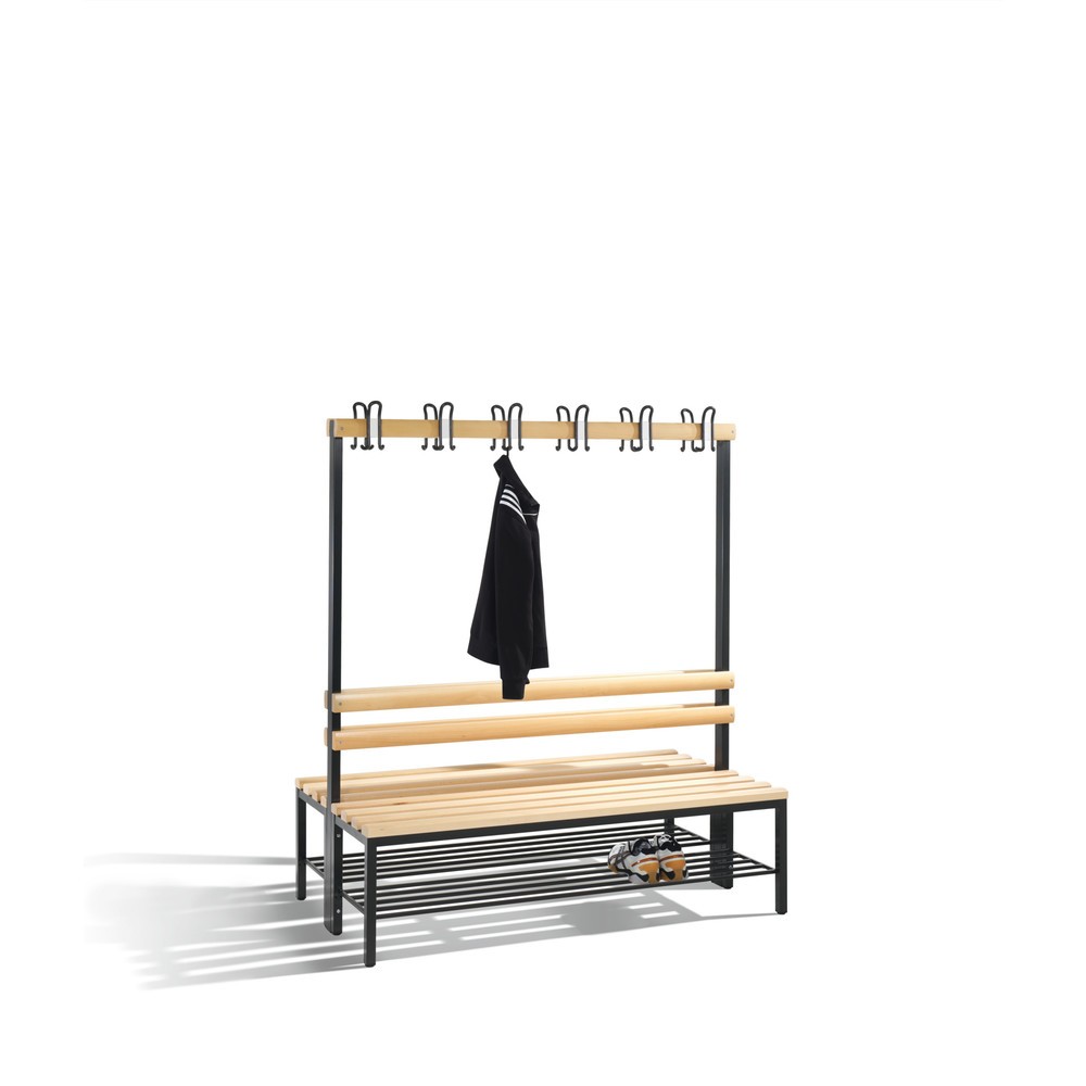 Illustration du produit: Banc pour vestiaire C+P Premium, bilatéral avec crochets, longueur 1 000 mm, sans porte-chaussure