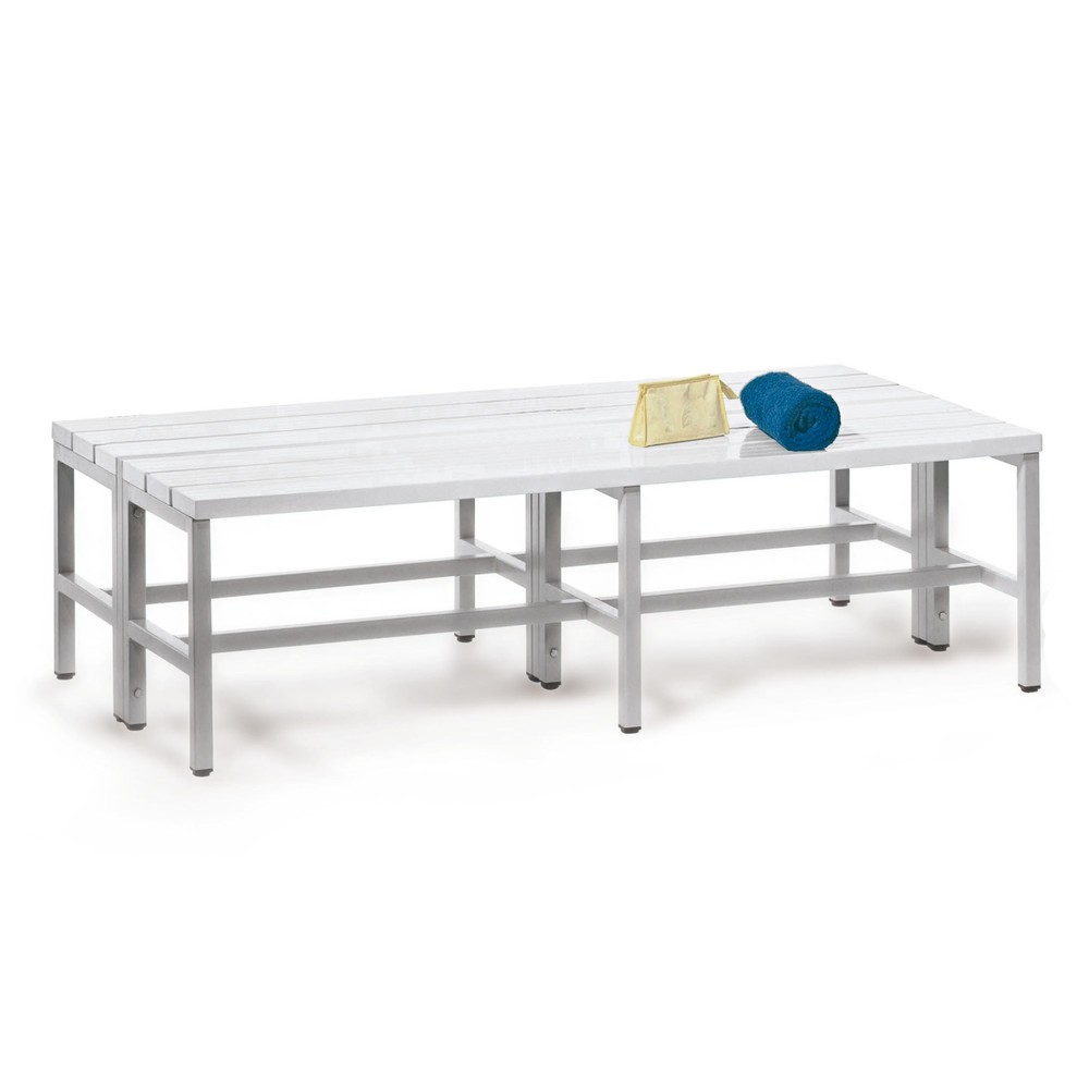 N° de l'image du produit 1 : Banc pour vestiaire PAVOY, bilatéral, longueur 2 000 mm, sans porte-chaussure, gris clair