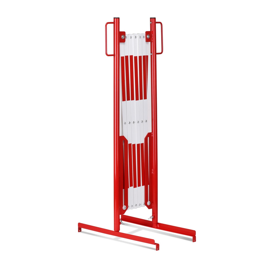 Barrière extensible dancop, pied des deux côtés, largeur 3 600 mm, rouge/blanc N° de l'image du produit 4 : Barrière extensible dancop, pied des deux côtés, largeur 3 600 mm, rouge/blanc
