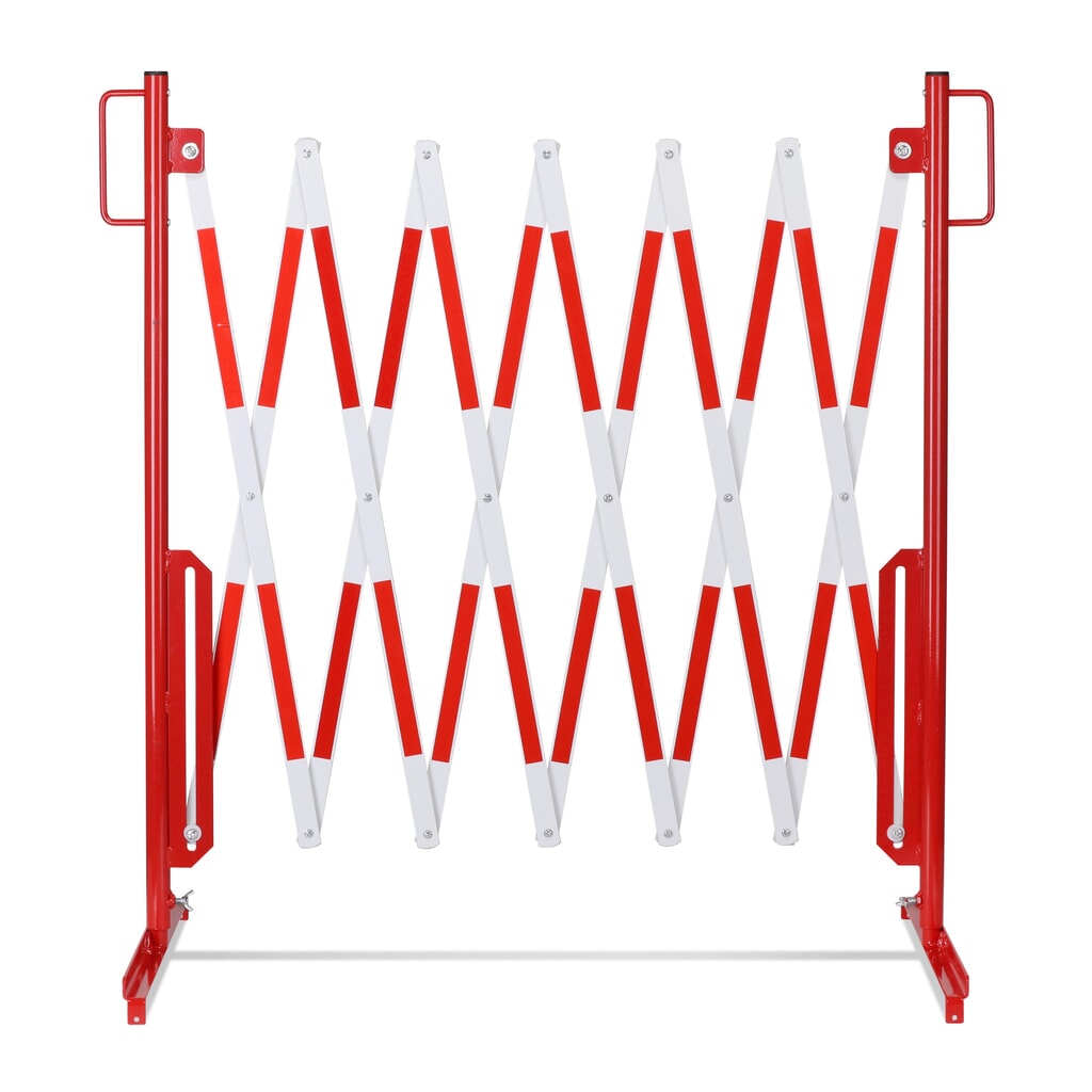 N° de l'image du produit 5 : Barrière extensible dancop, pied des deux côtés, largeur 3 600 mm, rouge/blanc