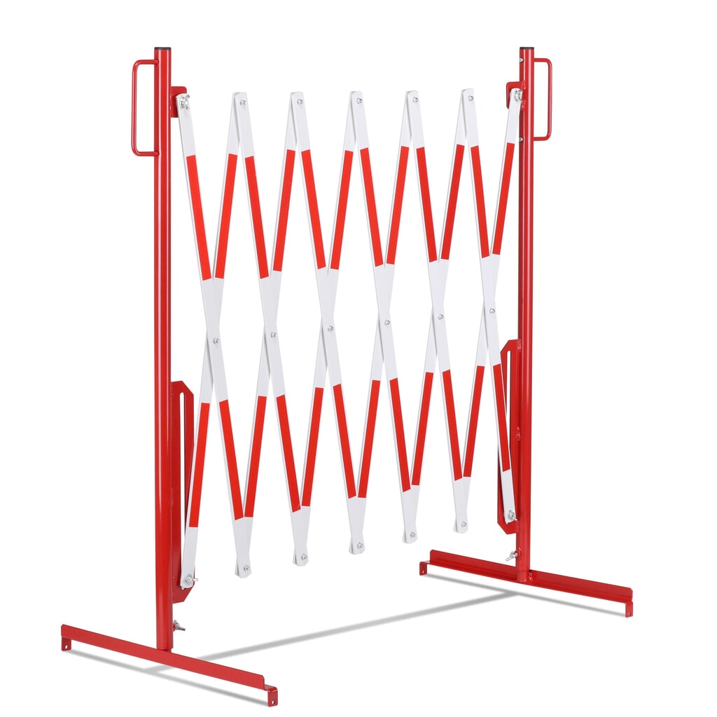 Barrière extensible dancop, pied des deux côtés, largeur 3 600 mm, rouge/blanc N° de l'image du produit 8 : Barrière extensible dancop, pied des deux côtés, largeur 3 600 mm, rouge/blanc
