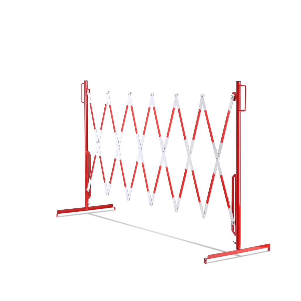 Barrière extensible dancop, pied des deux côtés, largeur 3 600 mm, rouge/blanc N° de l'image du produit 11 : Barrière extensible dancop, pied des deux côtés, largeur 3 600 mm, rouge/blanc