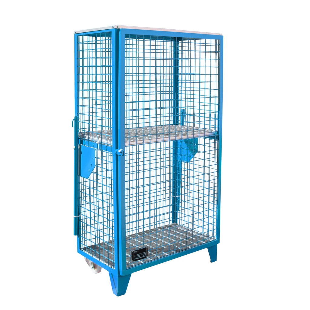 N° de l'image du produit 1 : Bauer® Armoire grillagée pour bouteilles de gaz, 1 porte, pieds/roues H x l x P 1 580 x 860 x 500 mm