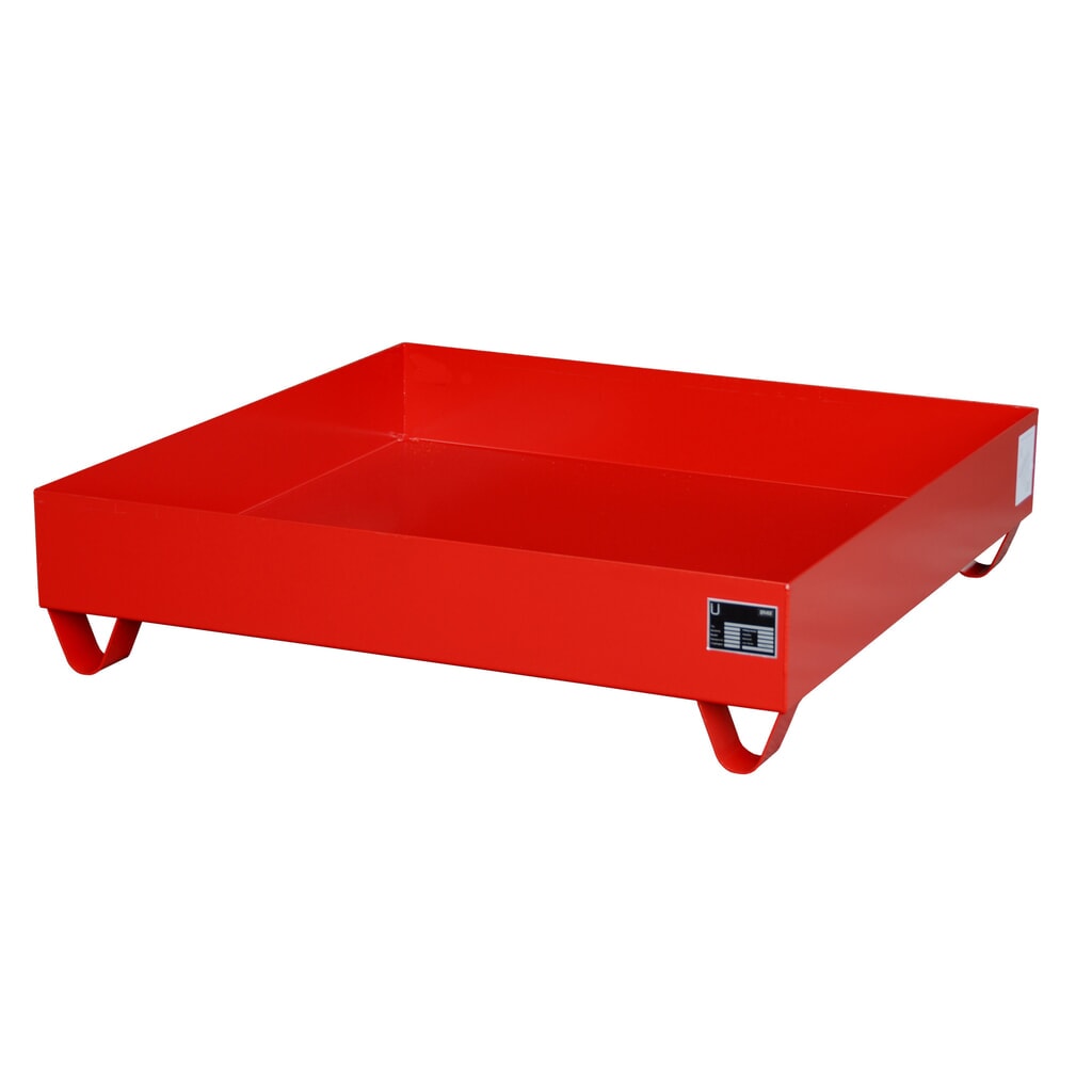 Bauer® bac de rétention en acier, hauteur libre 100 mm, H x l x P 285 x 1 200 x 1 200 mm, sans grille, 4 x 200 l, rouge feu Illustration du produit: Bauer® bac de rétention en acier, hauteur libre 100 mm, H x l x P 285 x 1 200 x 1 200 mm, sans grille, 4 x 200 l, rouge feu