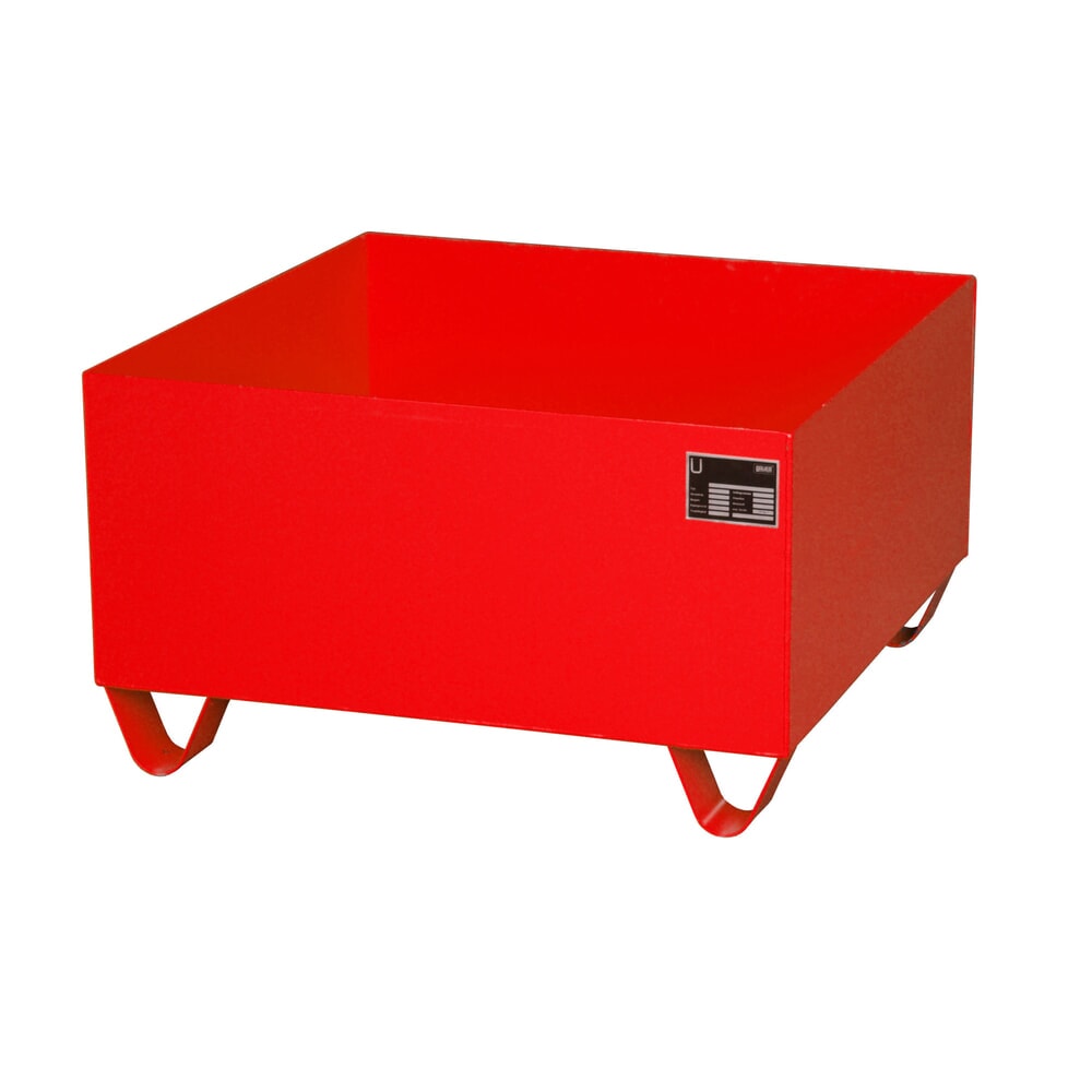 Illustration du produit: Bauer® bac de rétention en acier, hauteur libre 100 mm, H x l x P 465 x 800 x 800 mm, sans grille, 1 x 200 l, rouge feu