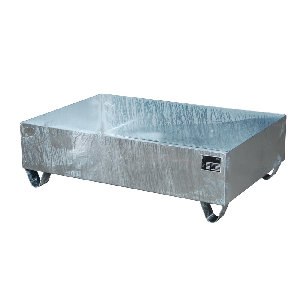Illustration du produit: Bauer® bac de rétention en acier, hauteur libre 100 mm, H x l x P 360 x 1 200 x 800 mm, sans grille, 2 x 200 l, galvanisé à chaud