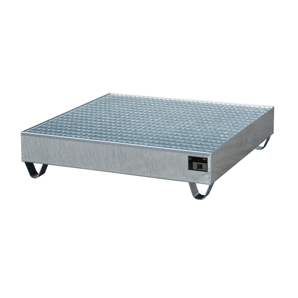 Illustration du produit: Bauer® bac de rétention en acier, hauteur libre 100 mm, H x l x P 285 x 1 200 x 1 200 mm, avec grille, 4 x 200 l, galvanisé à chaud