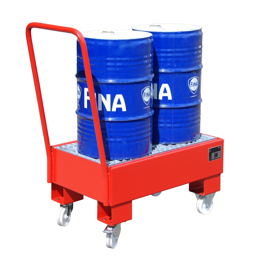 Illustration du produit: Bauer® bac de rétention en acier, mobile, 2 x 60 l debout, contenance 61 l, rouge feu