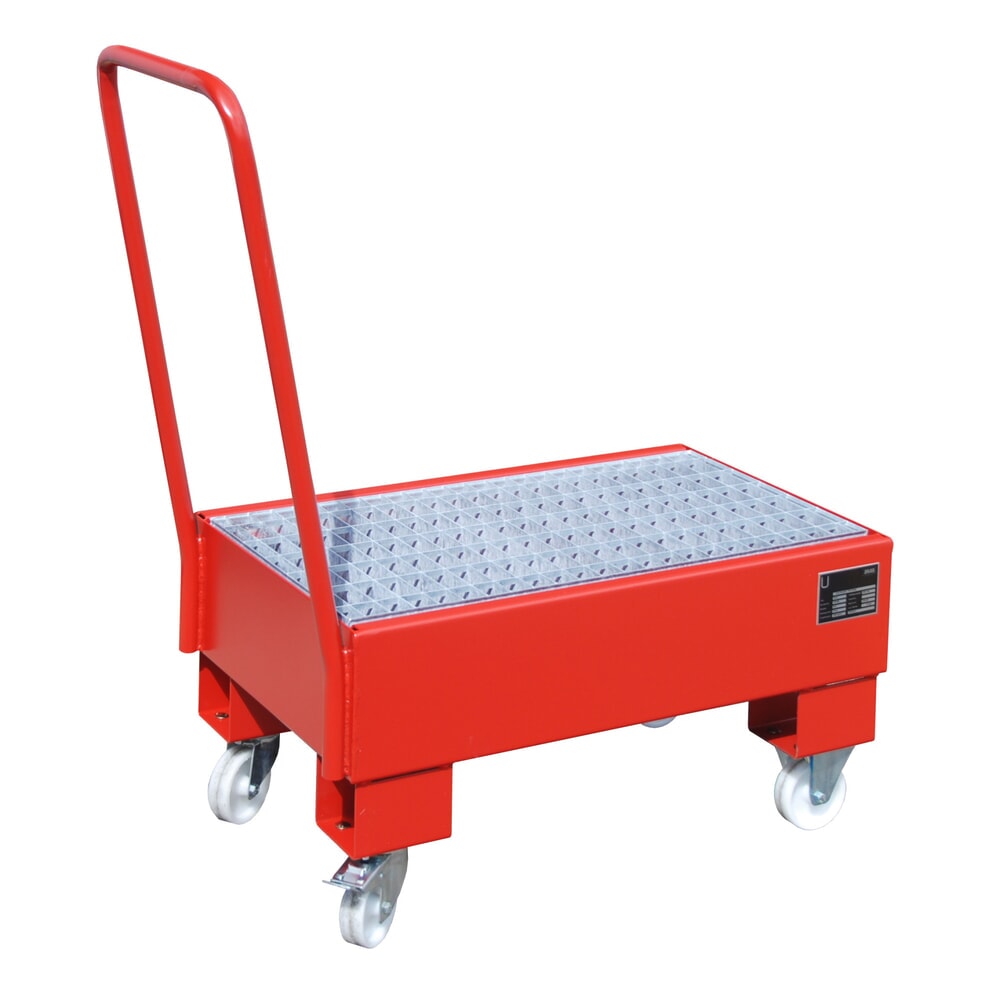 N° de l'image du produit 2 : Bauer® bac de rétention en acier, mobile, 2 x 60 l debout, contenance 61 l, rouge feu