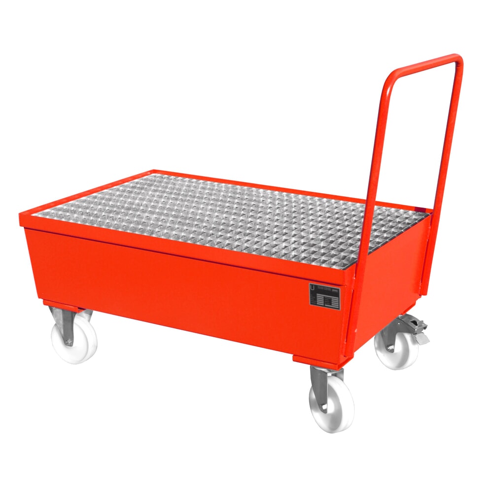 Illustration du produit: Bauer® bac de rétention en acier, mobile, 2 x 200 l debout, contenance 225 l, rouge feu