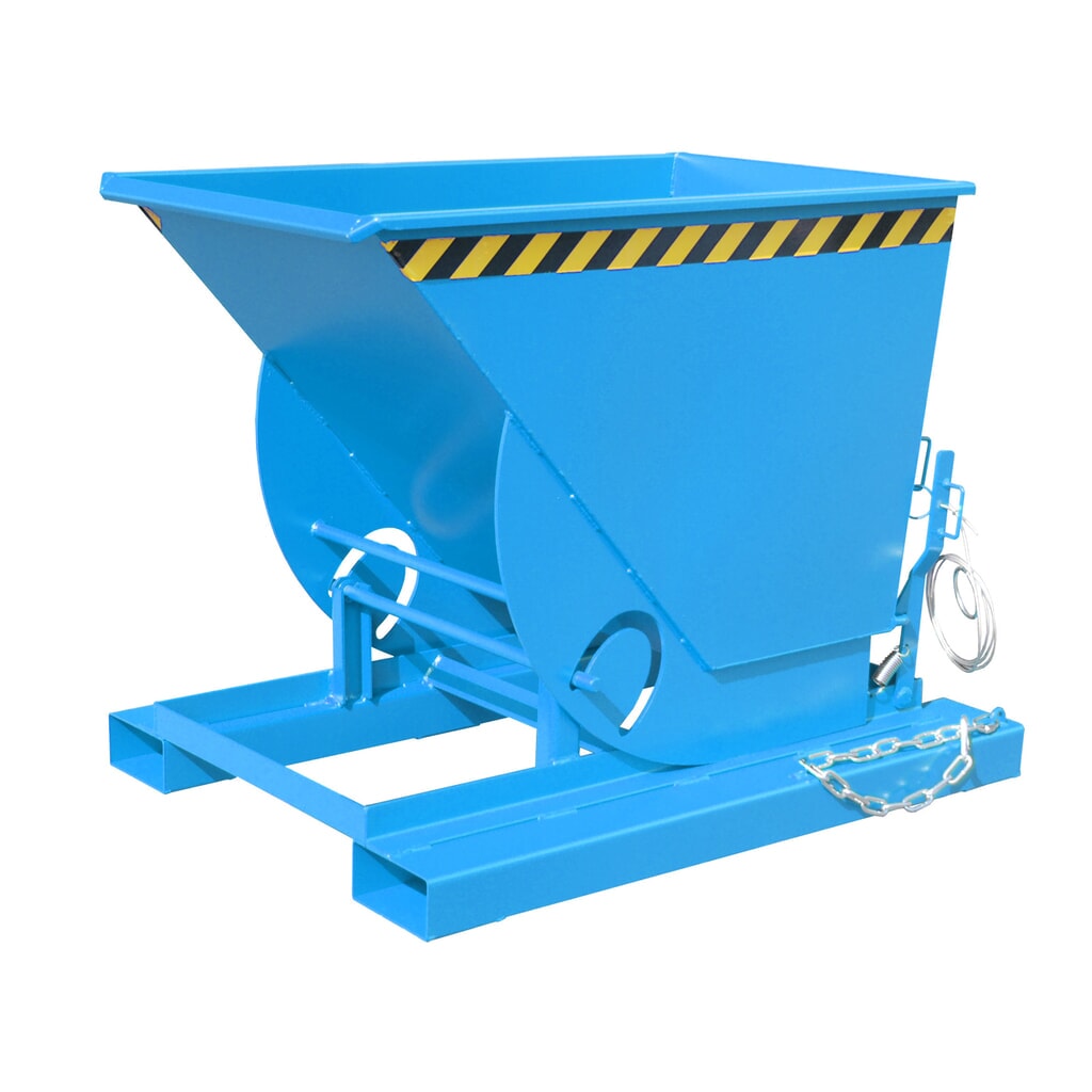 Bauer® Benne basculante avec mécanisme d'aide au basculement, capacité de charge 1 000 kg, peint, volume 0,5 m³, RAL 5012 bleu clair N° de l'image du produit 1 : Bauer® Benne basculante avec mécanisme d'aide au basculement, capacité de charge 1 000 kg, peint, volume 0,5 m³, RAL 5012 bleu clair