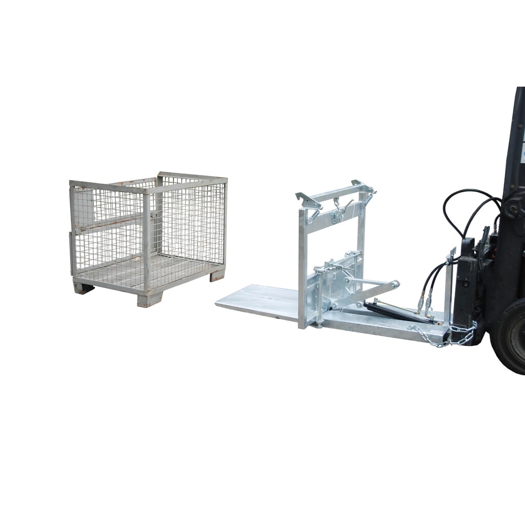 Bauer® Basculeur type KG-A, basculement par système hydraulique du chariot élévateur, galvanisé à chaud, capacité de charge 500 kg Illustration du produit: Bauer® Basculeur type KG-A, basculement par système hydraulique du chariot élévateur, galvanisé à chaud, capacité de charge 500 kg