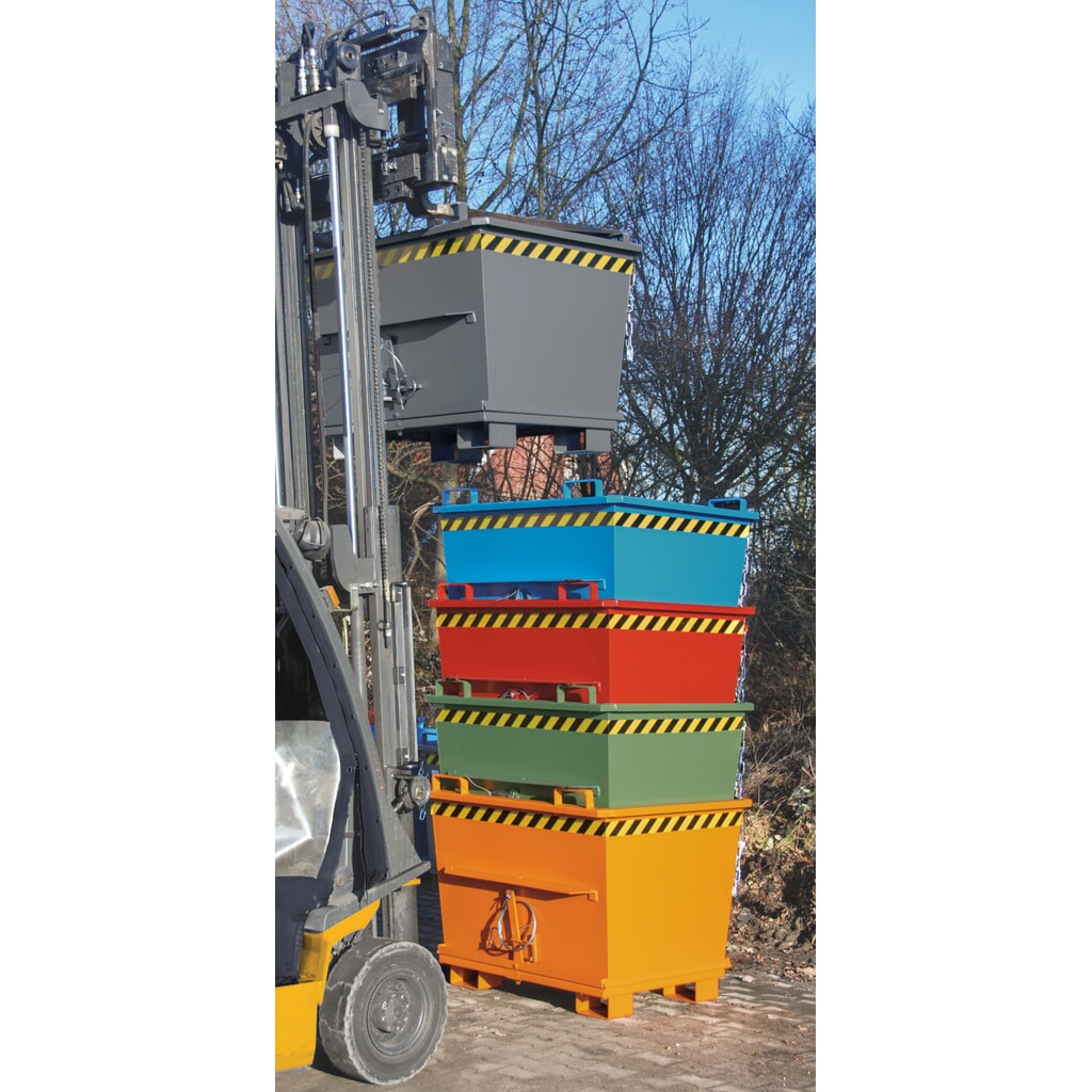 N° de l'image du produit 7 : Bauer® Benne à fond basculant empilable, peint, volume 0,7 m³, RAL 2000 orangé jaune