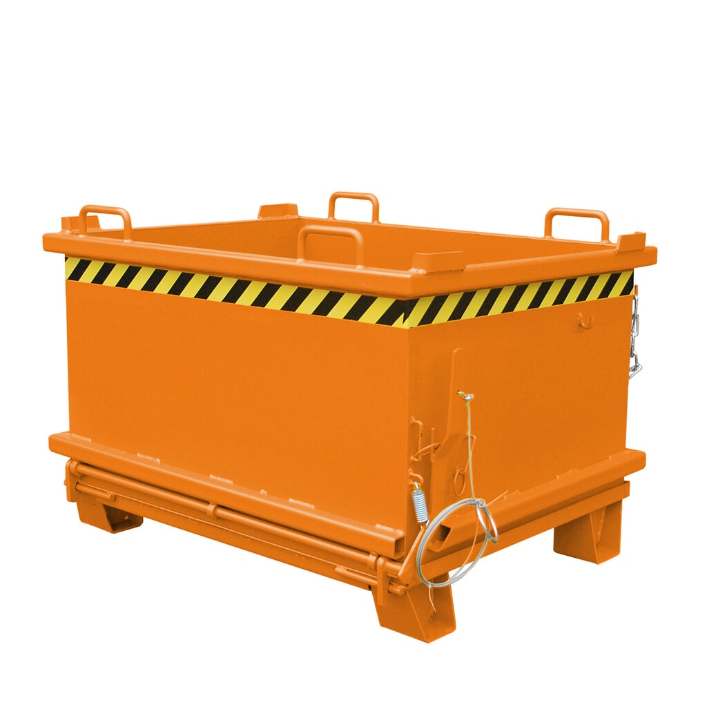 Bauer® Benne à fond basculant, fond basculant renforcé, peint, volume 0,5 m³, RAL 2000 orangé jaune Illustration du produit: Bauer® Benne à fond basculant, fond basculant renforcé, peint, volume 0,5 m³, RAL 2000 orangé jaune
