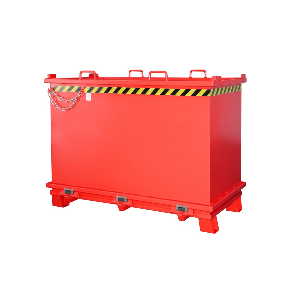 Bauer® Benne à fond basculant, fond basculant renforcé, peint, volume 2 m³, RAL 3000 rouge feu Illustration du produit: Bauer® Benne à fond basculant, fond basculant renforcé, peint, volume 2 m³, RAL 3000 rouge feu