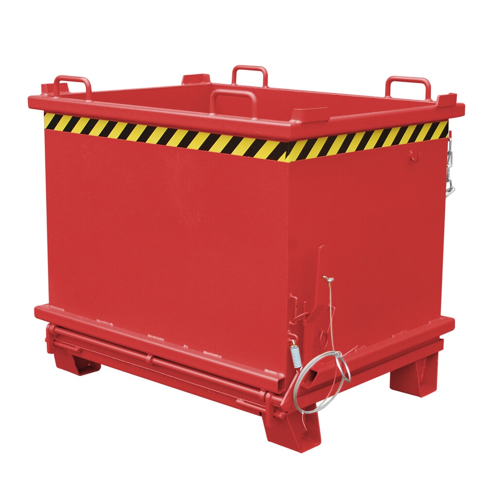 Bauer® Benne à fond basculant, fond basculant renforcé, peint, volume 1 m³, RAL 3000 rouge feu Illustration du produit: Bauer® Benne à fond basculant, fond basculant renforcé, peint, volume 1 m³, RAL 3000 rouge feu