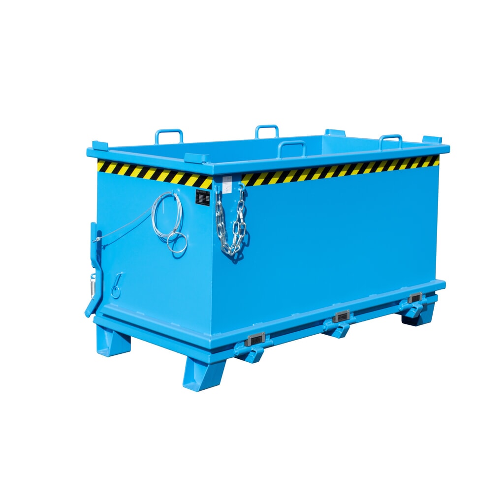 Bauer® Benne à fond basculant, fond basculant renforcé, peint, volume 1,5 m³, RAL 5012 bleu clair Illustration du produit: Bauer® Benne à fond basculant, fond basculant renforcé, peint, volume 1,5 m³, RAL 5012 bleu clair
