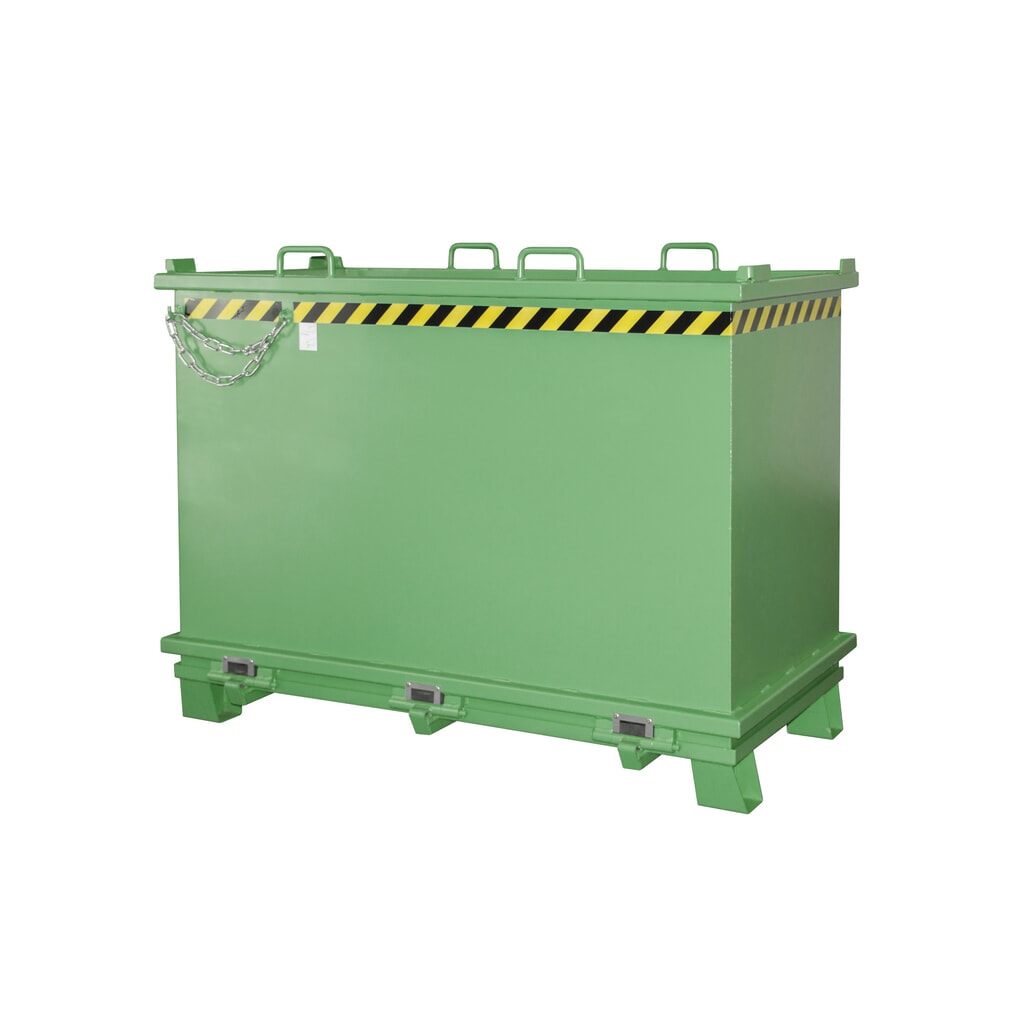 Bauer® Benne à fond basculant, fond basculant renforcé, peint, volume 2 m³, RAL 6011 vert réséda Illustration du produit: Bauer® Benne à fond basculant, fond basculant renforcé, peint, volume 2 m³, RAL 6011 vert réséda
