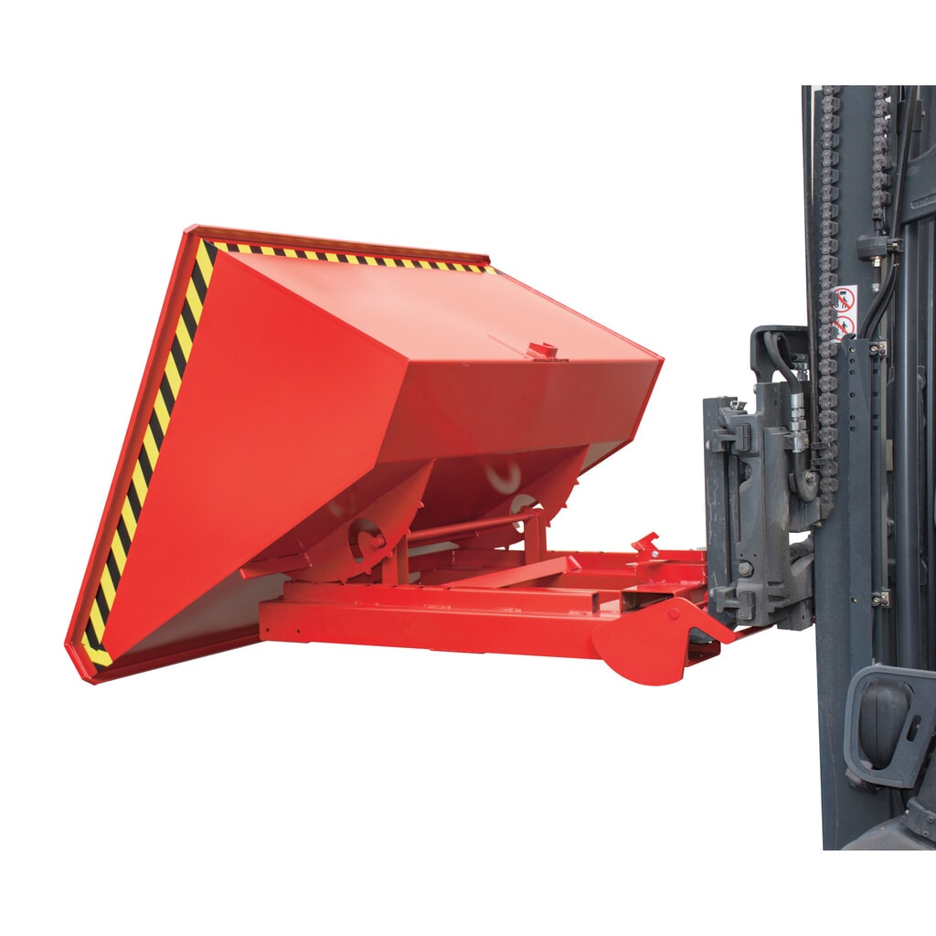 Bauer® Benne basculante à mécanisme automatique anti-chute, capacité de charge 1 000 kg, peinte, volume 0,6 m³, RAL 3000 rouge feu N° de l'image du produit 8 : Bauer® Benne basculante à mécanisme automatique anti-chute, capacité de charge 1 000 kg, peinte, volume 0,6 m³, RAL 3000 rouge feu