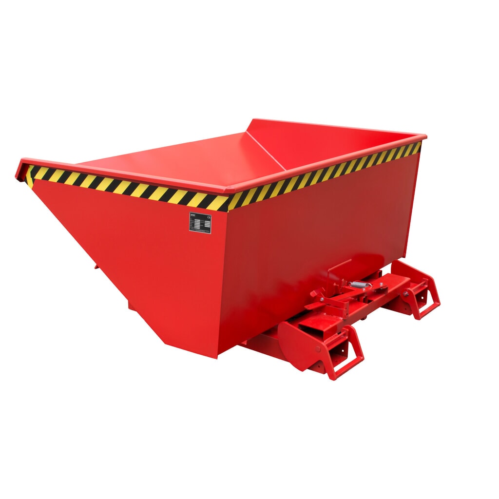 N° de l'image du produit 6 : Bauer® Benne basculante à mécanisme automatique anti-chute, capacité de charge 1 000 kg, peinte, volume 0,6 m³, RAL 3000 rouge feu
