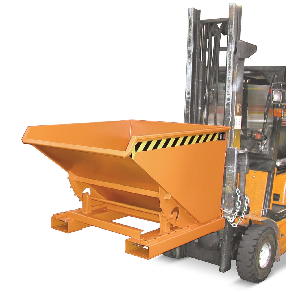 Bauer® Benne basculante avec mécanisme d'aide au basculement, peint, volume 0,15 m³, RAL 2000 orangé jaune N° de l'image du produit 4 : Bauer® Benne basculante avec mécanisme d'aide au basculement, peint, volume 0,15 m³, RAL 2000 orangé jaune