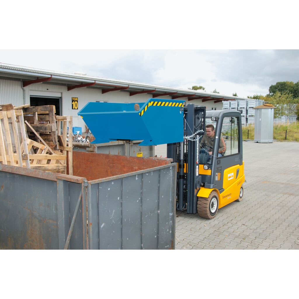 Bauer® Benne basculante, faible hauteur de construction, galvanisée, capacité de charge 750 kg, volume 0,3 m³ N° de l'image du produit 4 : Bauer® Benne basculante, faible hauteur de construction, galvanisée, capacité de charge 750 kg, volume 0,3 m³