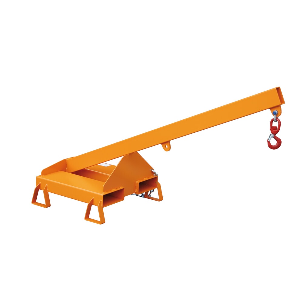 N° de l'image du produit 1 : Bauer® bras de levage modèle 2, version rigide, 2 positions de crochet, longueur de base 1 600 mm, capacité de charge 1 000 kg, orangé jaune