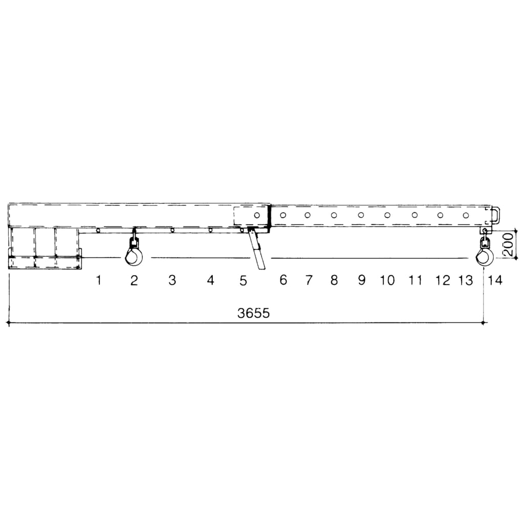 N° de l'image du produit 3 : Bauer® bras de levage modèle 2, portée jusqu’à 3 655 mm, capacité de charge jusqu’à 2 500 kg, orangé jaune