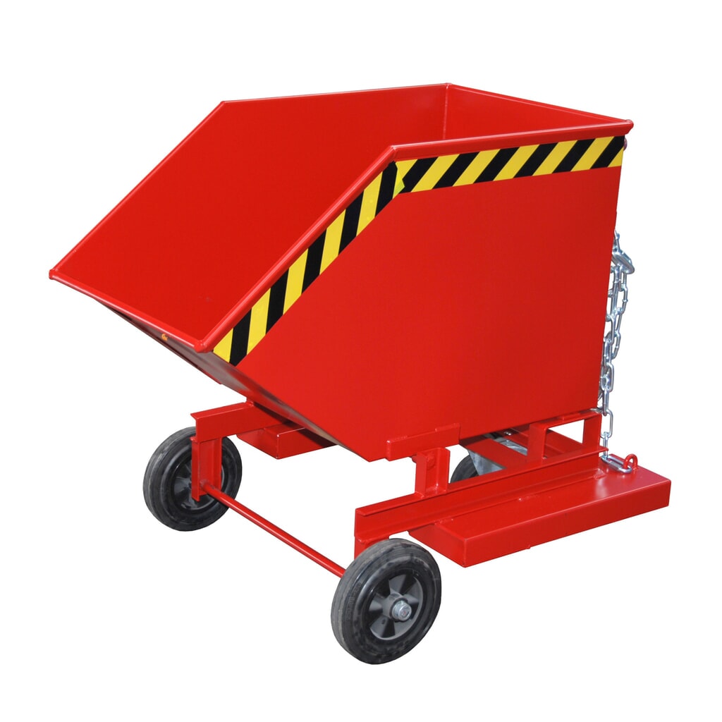 Bauer® Chariot-caisse basculant, avec châssis + entrées de fourche, volume 0,25 m³, RAL 3000 rouge feu Illustration du produit: Bauer® Chariot-caisse basculant, avec châssis + entrées de fourche, volume 0,25 m³, RAL 3000 rouge feu