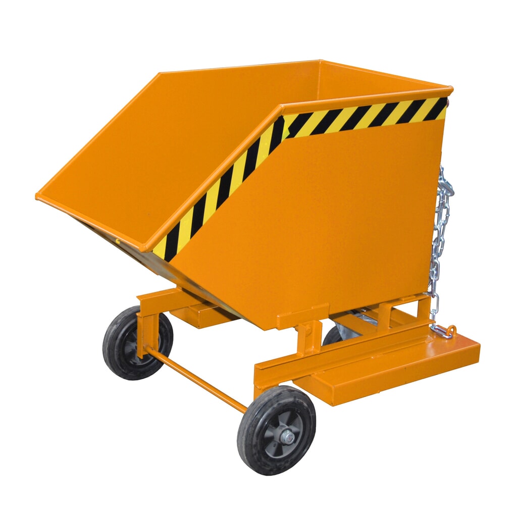 Bauer® Chariot-caisse basculant, avec châssis + entrées de fourche, volume 0,25 m³, RAL 2000 orangé jaune Illustration du produit: Bauer® Chariot-caisse basculant, avec châssis + entrées de fourche, volume 0,25 m³, RAL 2000 orangé jaune