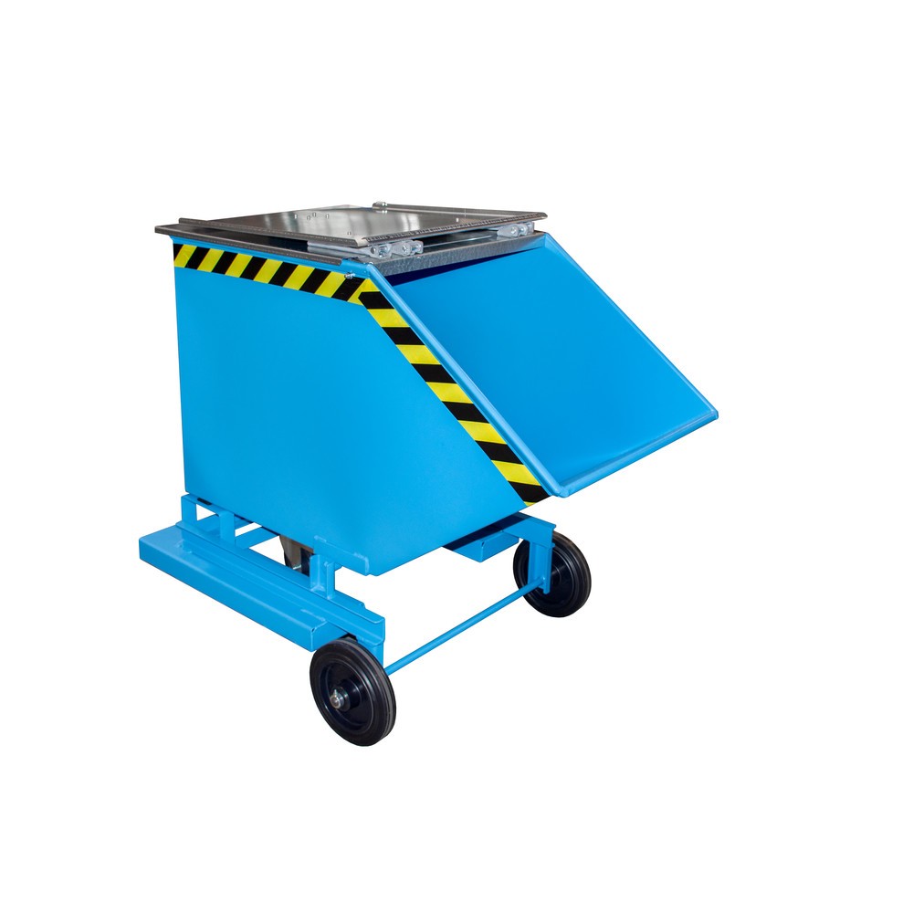 Illustration du produit: Bauer® Chariot-caisse basculant, avec châssis + entrées de fourche, volume 0,4 m³, RAL 5012 bleu clair