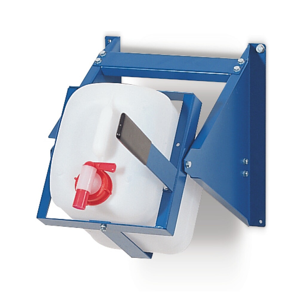 Chevalet de remplissage avec manche de basculement, pour bidons de 10 litres, bleu peint Illustration du produit: Chevalet de remplissage avec manche de basculement, pour bidons de 10 litres, bleu peint