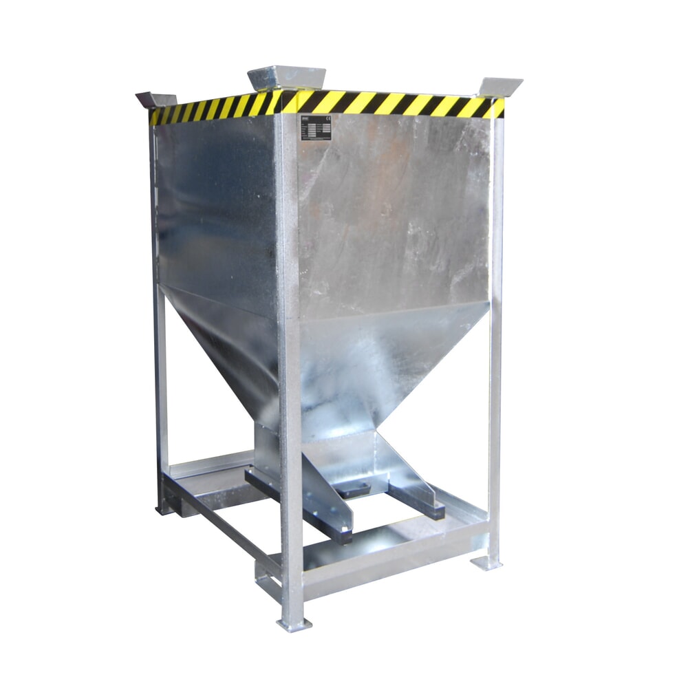 N° de l'image du produit 1 : Bauer® Conteneur silo avec fermeture coulissante + entrées de fourche, galvanisé, volume 0,6 m³