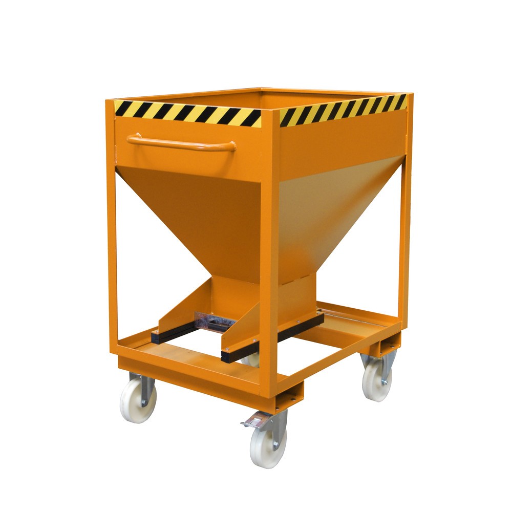 Illustration du produit: Bauer® Silo, avec fermeture coulissante, entrées de fourche + roulettes, peint, volume 0,375 m², RAL 2000 orangé jaune