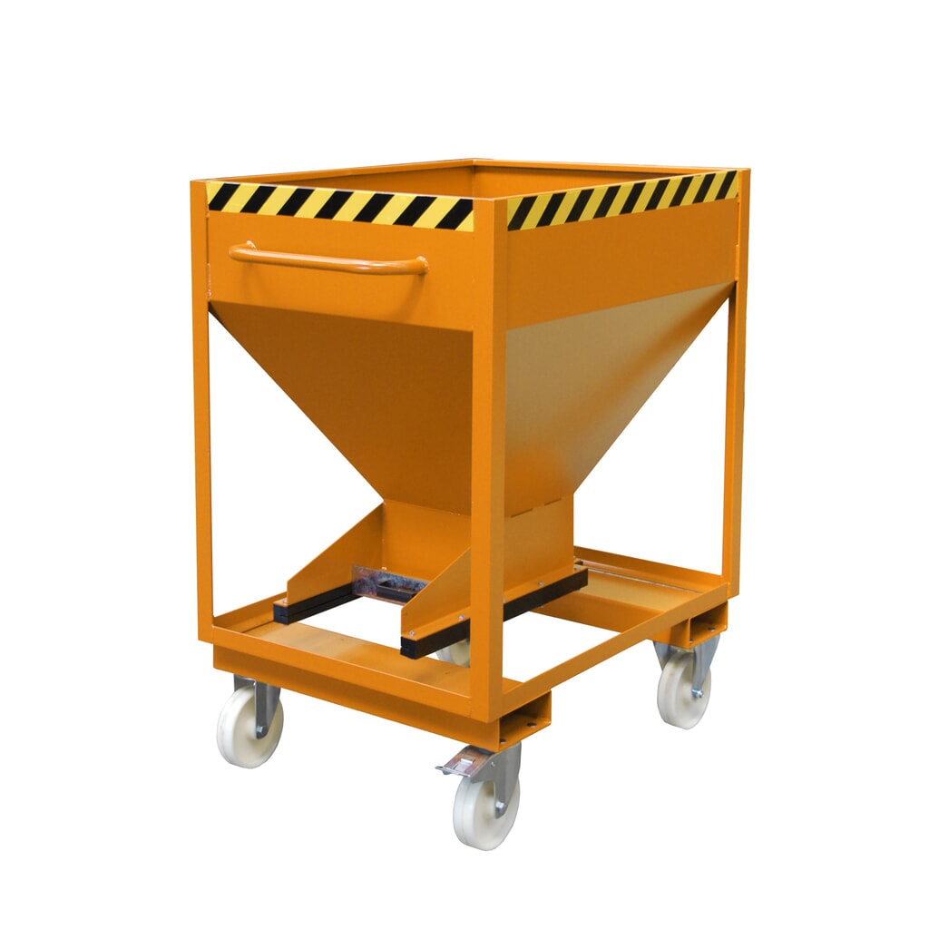 Bauer® Silo, avec fermeture coulissante, entrées de fourche + roulettes, peint, volume 0,375 m², RAL 2000 orangé jaune Illustration du produit: Bauer® Silo, avec fermeture coulissante, entrées de fourche + roulettes, peint, volume 0,375 m², RAL 2000 orangé jaune