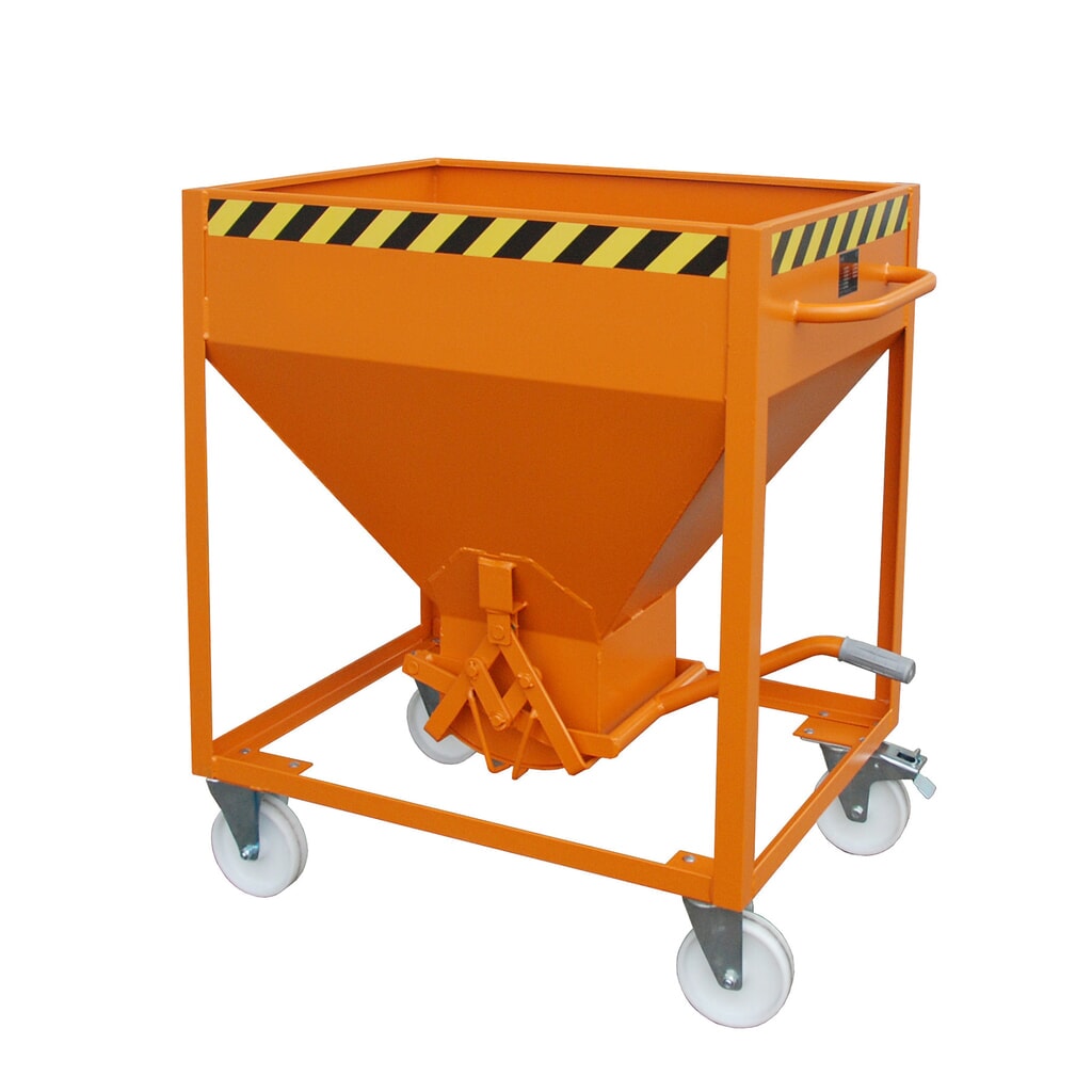 Bauer® Silo avec fermeture en ciseaux + roulettes, peint, volume 0,375 m², RAL 2000 orangé jaune Illustration du produit: Bauer® Silo avec fermeture en ciseaux + roulettes, peint, volume 0,375 m², RAL 2000 orangé jaune